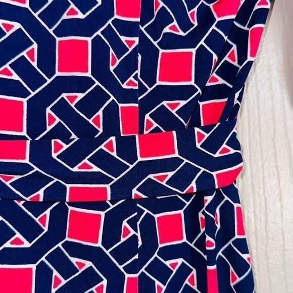 Maggy London pink/blue geometric wrap dress sz 10 - Picture 7 of 16